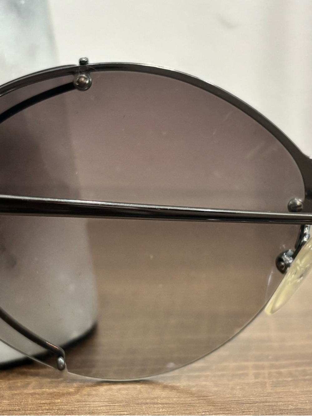 Prada Round Gradient Smoke Lens Sunglasses - Black Frame - Picture 5 of 7
